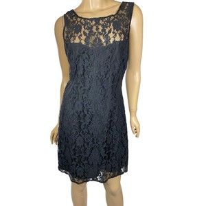 BB Dakota Black Lace Sheath Dress Sleeveless Size 10 Cotton & Nylon